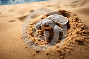 Restful Little turtle sleeping. Generate Ai