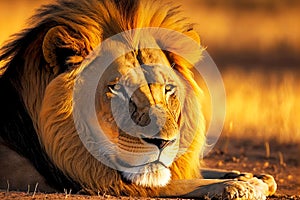 resting calm lion in gr safari in africa