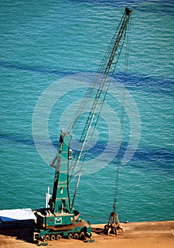 Resting crane in the port of barcelona