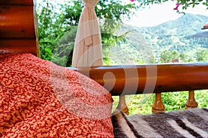 Resting on open terrace in mountains