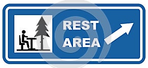 Resting place for motorists, road sign, vector illustration