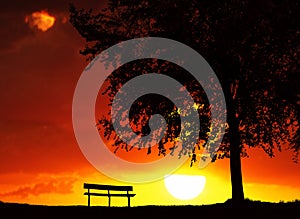 Resting place at the sunset