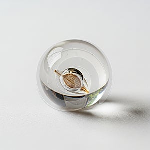 Is resting on a plain light colored surface casting a subtle