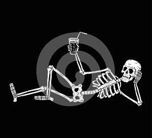 RESTING SKELETON WITH COCKTAIL CHEERS