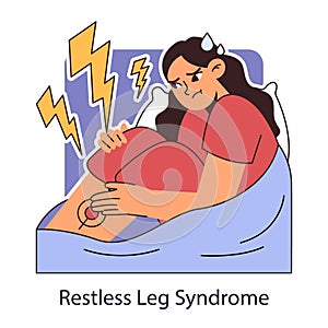Restless legs syndrome or RLS. Nighttime problem. Insomniac man with unsettling photo