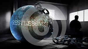 Restlessness - a metaphorical view of exhausting human struggle with restlessness. Taxing and strenuous fight against a photo