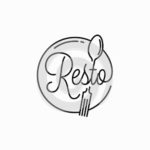 Resto simple logo. Round linear of resto photo