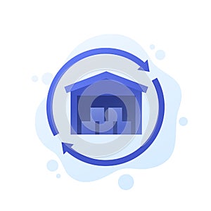 restock inventory, warehouse vector illustration