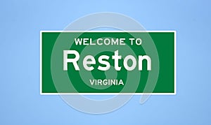 Reston, Virginia city limit sign. Town sign from the USA.