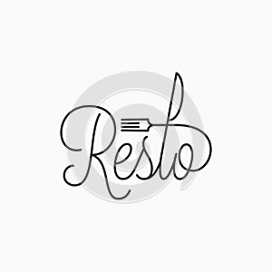 Restorant linear logo. Resto with fork and knife