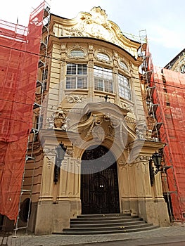 Restoration of the facade of Reduta Bratislava, a baroque concert hall built in 1773, Bratislava, Slovakia
