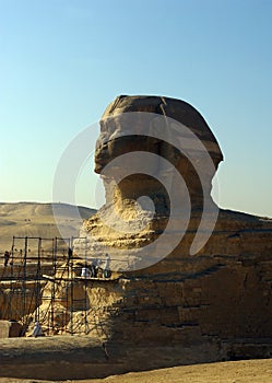 Restoration of the Great Sphinx of Giza in Egypt.