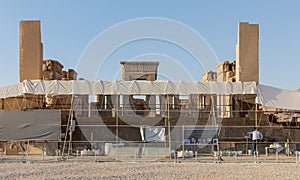 Restoration on south side of Tachara or Palace of Darius in Persepolis