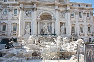 Restoration of the Trevi fountain rome in Summer 2015
