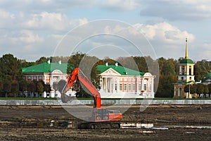 Restoration work in the old Russian estate Kuskovo