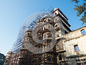 Restoration work on Rajwada Palace of Indore-India