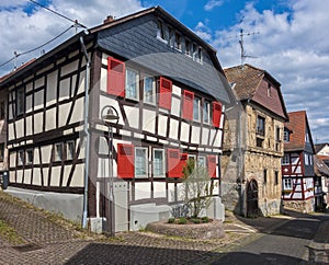 Restored half-timbered house in the german small town hofheim im taunus