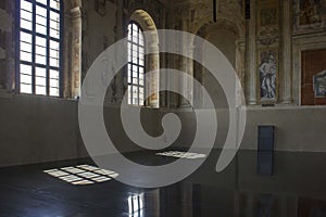 Restored interiors of La Misericordia historic building in Venice, Italy