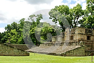 Restored Mayan ball court in Copan