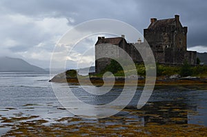 Restored medieval Eilean Donan castle in Kyle of Lochalsh, West Scotland