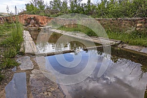 Restored old buddle well preserved in Madriguera red village in the province of Segovia Spain