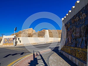 Restored sections of the Walls of Afrasiab, Samarkand, Uzbekistan