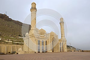 Restored Shiite mosque Bibi-Eybat, January morning. Baku, Azerbaijan photo