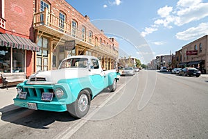 Restored Studebaker truck in Main Street Hannibal Missouri USA