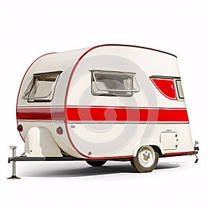 Restored Vintage Caravan: The Essence of Retro Mobile Home isolated on white background