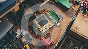 restoring electronic devices. Concept of engineering, chip development and service.