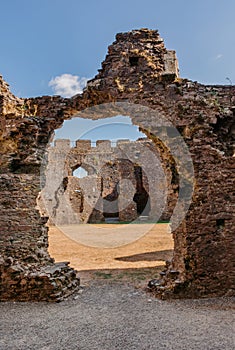 Restormel Castle Cornwall England shell keep interior