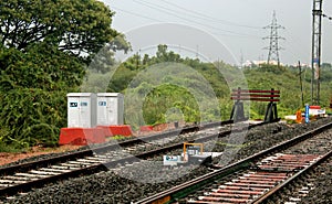 Restraint at the end of the track at the station. photo