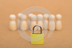 Restricted Access: Padlock Standing Guard Before a Group