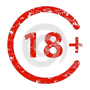 Restricted age rubber stamp 18 or eighteen years old