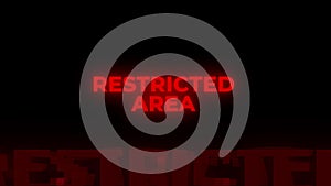 Restricted Area Red Warning Error Alert Computer Virus alert Hacking Message With Glitch and Noise.