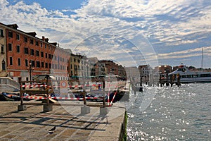 Restricted area with red and white warning tape in Venice, Italy