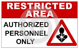 Restricted area sign for carcinogenic substances photo