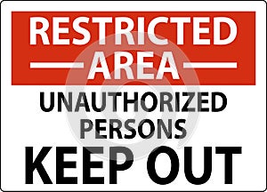 Restricted Area Sign Unauthorized Persons