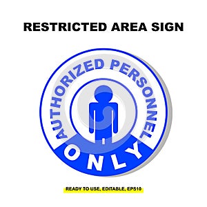 Restricted Area Sign Vector. No Trespassing and Authorized Personnel Only photo