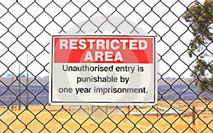 Restricted area warning sign