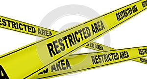 RESTRICTED AREA. Yellow warning tapes