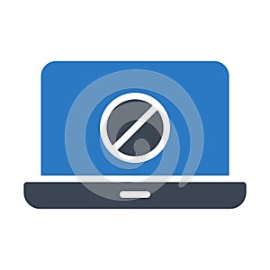 Restricted glyph color flat vector icon