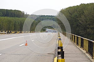 Restricted traffic and attention bikers marking 