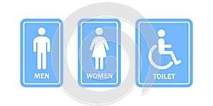 Restroom icons. Toilet icons. Restroom signs blue colors. Vector scalable graphics