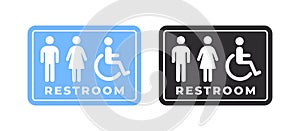 Restroom icons. Water closet. Restroom for people with physical disabilities. Vector scalable graphics