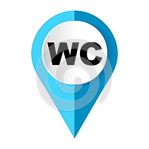 Restroom map pointer icon on white background