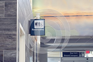 Public Restroom,  Sign in Airport Building