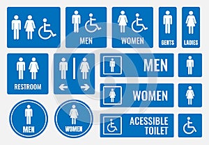 Restroom signs and toilet icons