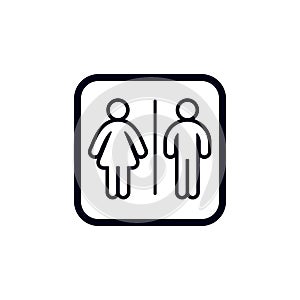 Restroom symbol, wc sign a lines style
