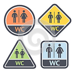 Toilette Symbole satz eine Wohnung Briefmarken Farbe 